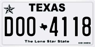 TX license plate DOO4118