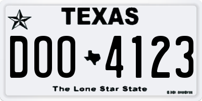 TX license plate DOO4123