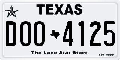 TX license plate DOO4125