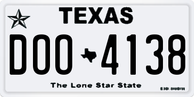 TX license plate DOO4138