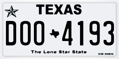 TX license plate DOO4193