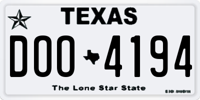 TX license plate DOO4194