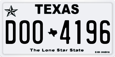 TX license plate DOO4196
