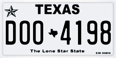 TX license plate DOO4198