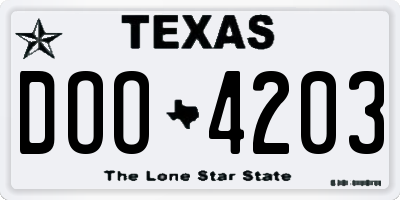 TX license plate DOO4203
