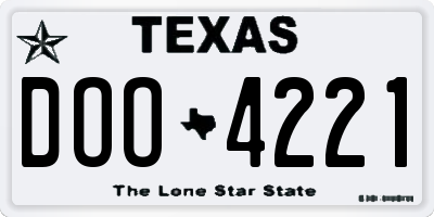 TX license plate DOO4221