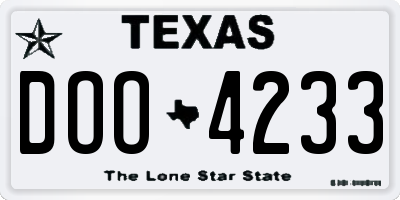 TX license plate DOO4233