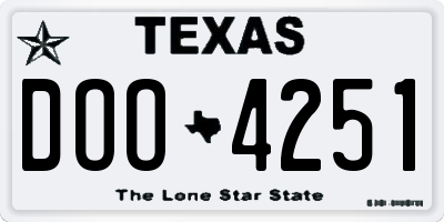 TX license plate DOO4251