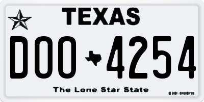 TX license plate DOO4254