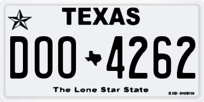 TX license plate DOO4262