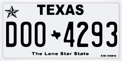 TX license plate DOO4293