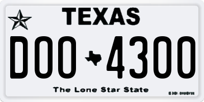 TX license plate DOO4300