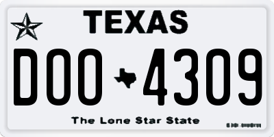 TX license plate DOO4309
