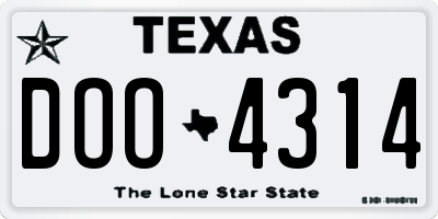 TX license plate DOO4314