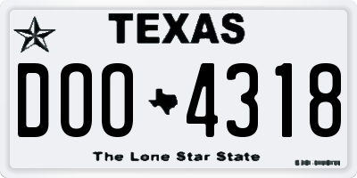 TX license plate DOO4318