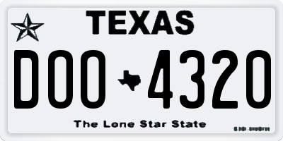 TX license plate DOO4320