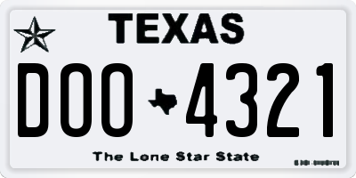TX license plate DOO4321