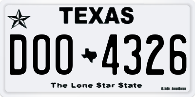 TX license plate DOO4326