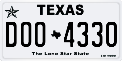 TX license plate DOO4330