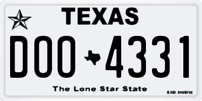 TX license plate DOO4331