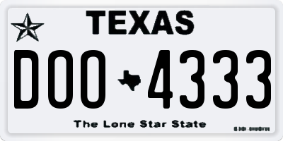 TX license plate DOO4333