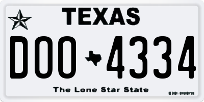 TX license plate DOO4334