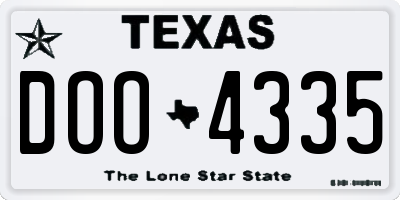 TX license plate DOO4335