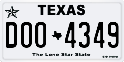 TX license plate DOO4349