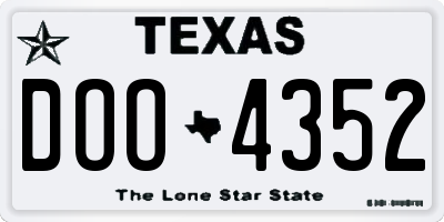 TX license plate DOO4352