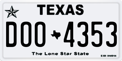 TX license plate DOO4353