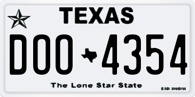 TX license plate DOO4354