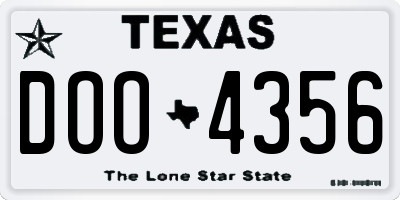 TX license plate DOO4356