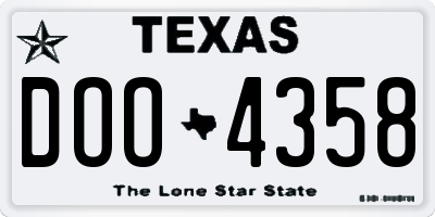 TX license plate DOO4358