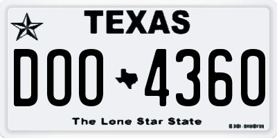 TX license plate DOO4360