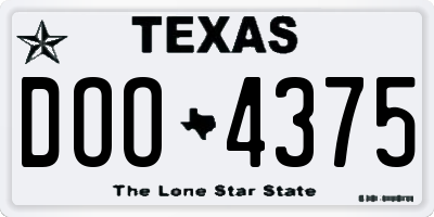 TX license plate DOO4375