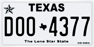 TX license plate DOO4377