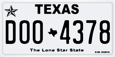 TX license plate DOO4378