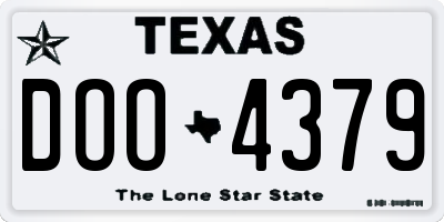 TX license plate DOO4379