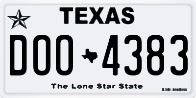 TX license plate DOO4383