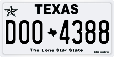 TX license plate DOO4388