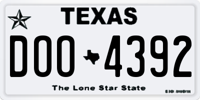 TX license plate DOO4392