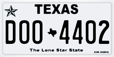 TX license plate DOO4402