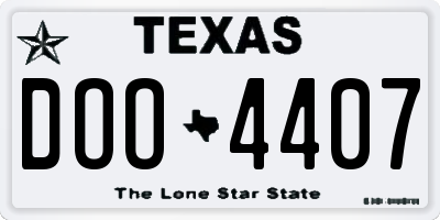 TX license plate DOO4407