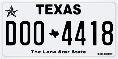 TX license plate DOO4418