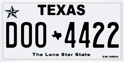 TX license plate DOO4422