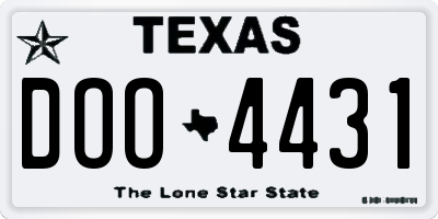 TX license plate DOO4431