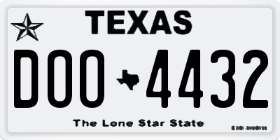 TX license plate DOO4432