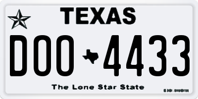 TX license plate DOO4433