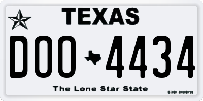 TX license plate DOO4434