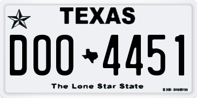 TX license plate DOO4451